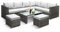 KEPLIN Rattan Garden Furniture Set - 8 Seater (Grey), L Shape Corner Outdoor Furniture with Coffe Table, Garden Sofa Set with Water Resistant Cushions & Stools, Ideal for Patio, Lawn & Conservatory