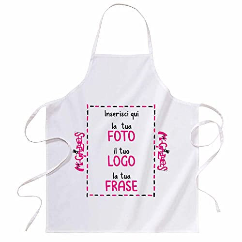 Mr. Gadgets Grembiule da Cucina Personalizzabile con foto e scritta (BIANCO)