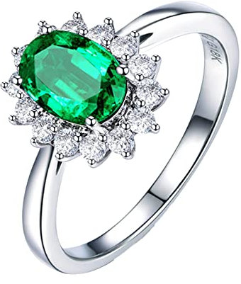 Dsnyu 18K Weißgold Freundschaftsringe für Beste Freundinnen 1ct Labor Erstellt Smaragd Moissanite Freundschaftsringe Weissgold 56 (17.8)