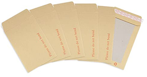 Postmaster A5 C5 Do Not Bend Board Back Envelopes 229 x 162 mm Peel Seal 50 Pack, Brown