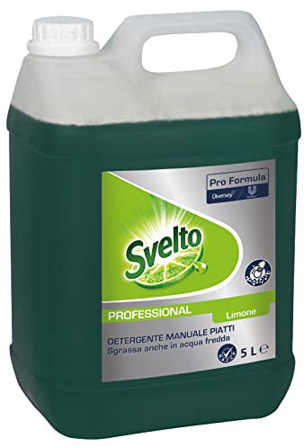 Svelto Professional Detergente Manuale Piatti Detersivo Liquido Concentrato Profumo Limone per il Lavaggio a Mano di Stoviglie Pentole e Bicchieri - Tanica da 5 Litri