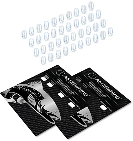 NEU AMZfishing® 40x 4-Wege-Perlen | Rotationsperlen durchsichtig oder fluoreszierend | 2-Wege Perlen | Jigvorfach | Pilkangeln | Angelzubehör | Rotation Bead | Perlen für Vorfachbau (Clear,40,M)