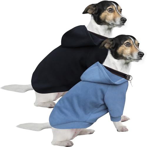 HuaLiSiJi Hunde Hoodie Hundepullover Kleine Hunde Chihuahua Pullover, Warm und Leicht, Mit Einer Weichen Textur, Leicht zu Tragen und Hellen Farben (S, Schwarz+Haze Blue)