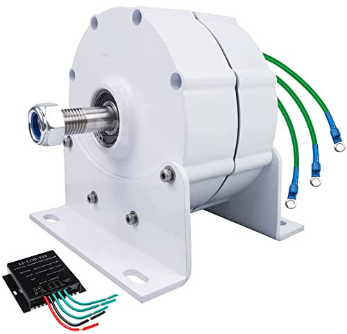 HUIZHITENGDA 2000W 110 V/ 220 V 3 Phasengetriebe Dauermagnet Wechselstrom -Lichtmaschinen für Windwasserturbinenmotor (mit Basis, Weiß),48v