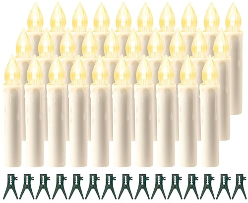 Koopower 40er LED Kerzen mit Timer, Dimmbar Kerzenlichterkette für Weihnachtsbaum, Hochzeit, Party-Warmweiß
