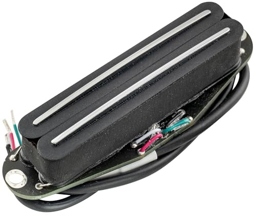 Musiclily Pro ST-DPLC Keramik Rail Blade Humbucker Tonabnehmer im Single Coil Format Pickup 6,2K für Strat Style E-Gitarre, Schwarz Korpus Chrom Rail