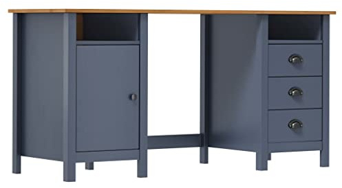 MNISDFL Gaming Schreibtisch Computertisch Gaming Tisch Schreibtisch Hill Grau 150x50x74 cm Massivholz Kiefer