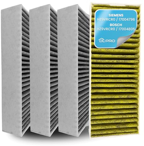 DL-pro Clean Air Aktivkohlefilter 4x Filter Dunstabzugshaube Set für Bosch HEZ9VRCR0 | Siemens HZ9VRCR0 | Neff Z821VR0 | Gaggenau CA282111 | Constructa CZ9VRCR0 192 x 75 x 35 mm Dunstabzug Filter