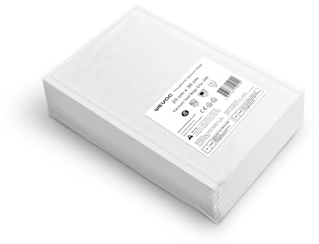Wevac Lite Vakuumierbeutel 20x30 200 Beutel Vakuumbeutel für Lebensmittel, Sous Vide Beutel Geeignet für Alle Folienschweißgerät, BPA-frei, Großartig für Vakuum-Aufbewahrung, und Sous-Vide-Kochen