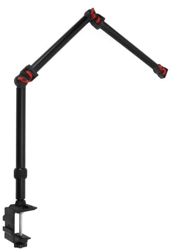 Camera Desk Mount Stand Articulating Camera Arm Flexible Overhead Camera Mount Adjustable Heavy Duty Tabletop DSLR Mount Arm Boom for Webcam Projector Phone Microphone