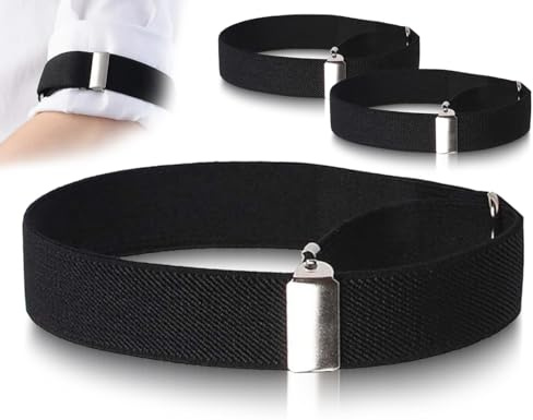 KAPSING 2 stycken ärmhållare, justerbara armband, armarmar, skjorta, strumpeband, tubband, ärmskydd, för män kvinnor långärmad skjorta (svart), svart, one size