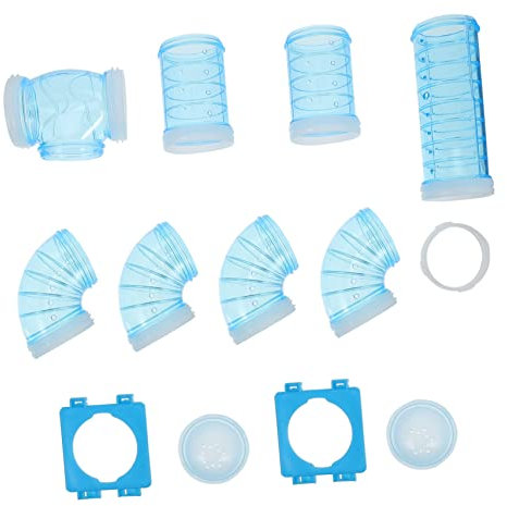 WOONEKY Hamsterkäfig Externes Sportrohr Labyrinth Hamsterspielzeug 12-teiliges Kunststoffrohr-Set Einfach Zu Montieren