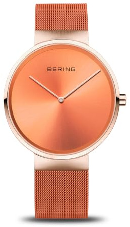 Bering Unisex Quarz Uhr | Armbanduhr 39 mm Edelstahlgehäuse und Zifferblatt | Milanaisearmband | Saphierglas | 5 ATM | 14539