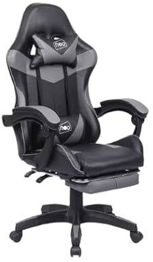 Generico SEDIA DA GAMING, PELLE SINTETICA, CON ROTELLE CUSCINO SUPPORTO POGGIATESTA E POGGIAPIEDI COD BOC-734 (NERA)