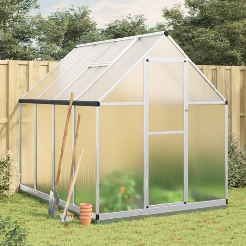 LAPOOH Gewächshaus mit Fundamentrahmen Silber 224x169x202cm Aluminimum, Frühbeet, Tomatenhaus, Treibhaus, Greenhouse, Garten Zubehör - 3266323
