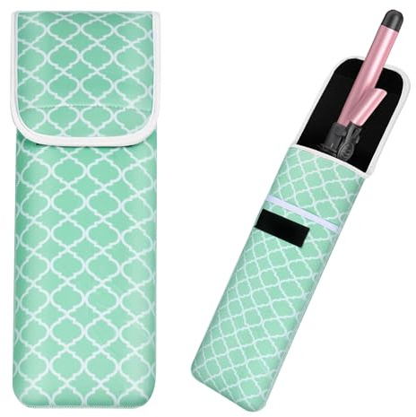 Heat-Resistant Storage Bag Travel Case Cover Pouch for Hair Straightener Curling Iron Flat Iron (Green-1)