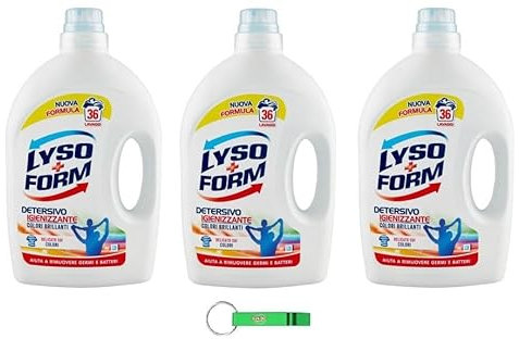 Lysoform Detersivo Colori Brillanti, detersivo per lavatrice liquido, ideale per i vostri capi colorati, 36 lavaggi 1620 ml + portachiavi Beni Culinari