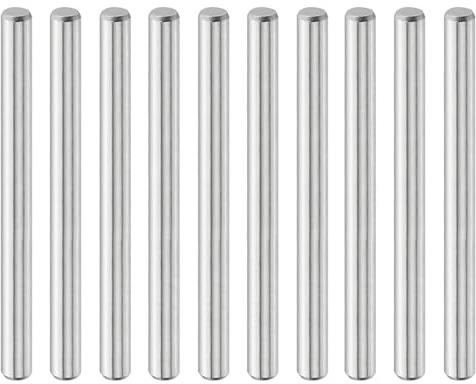 QUARKZMAN 10 Pz 5 mm x 60 mm perni di legno, perni cilindrici in acciaio inossidabile 316L supporto mensola perni perno asta fissaggio elementi mensola perni argento tono