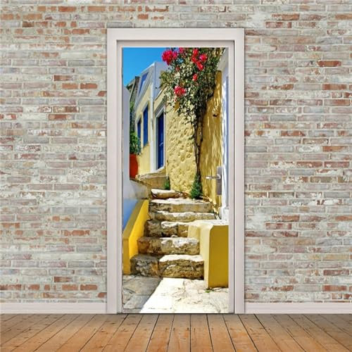 Türaufkleber Türtapete Türbilder Türposter Selbstklebend 3D Blumenstufenlandschaft 80 X 200 Cm Pvc Wasserdicht Abnehmbare Wandbilder Für Schlafzimmer Haus Bad Wc Büro n - Türw-50087783507016