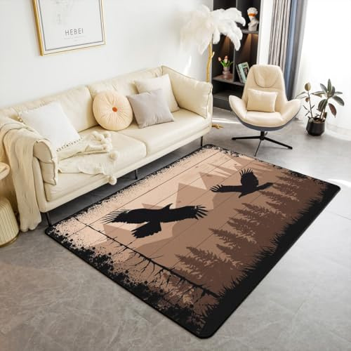 Homemissing Kids Wildlife Eagle alfombras para sala dormitorio área alfombra 100 x 150 cm, águila voladora interior alfombra del piso conjunto, niños niñas, rústico granja acento alfombra, águila