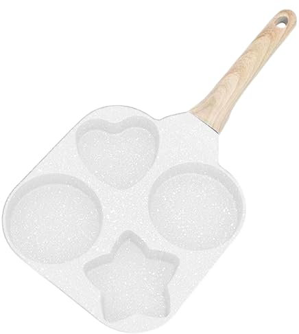 Genérico Sarten Tortitas De 4 Agujeros, Non-stick Sarten Huevo Frito, Para 4 Huevos, Con Corazón Y Estrella Puntas, Aleación Aluminio, Ideal Para Cocinas Y Inducción, 18cm,