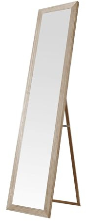 Nyana Espejo de Pie Cuerpo Entero Nórdico 157x37 cm Home | Espejo de Pie o de Pared | Marco MDF | Blanco/Beige/Gris | Estilo Escandinavo para Dormitorio o Vestidor (Beige)