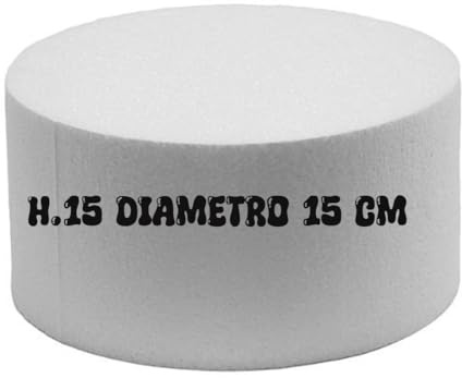 Base Rotonda in Polistirolo, 15 cm Diametro x 15 cm Altezza, Bianco, per Cake Design e Torte Decorate