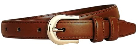 NUREINSS Damen-Gürtel aus Echtleder mit vergoldeter Schnalle für Jeans, Anzughosen & Business-Outfits, 1.8cm Breite Ledergürtel