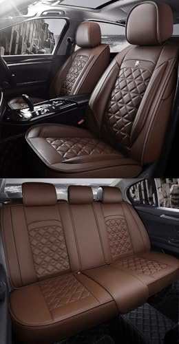 nenyan Autositzbezüge Komplett Set Universal in Premium Design | Schonbezüge für BMW X1 X2 X3 X4 X5 X6 | Auto Sitzbezüge Airbag Geeignet | Wasserdicht Sitzbezug Braun
