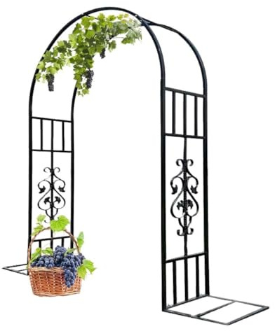 Arco de jardín de metal para exteriores, enrejado de plantas trepadoras, pérgola de hierro forjado para patio y jardín, altura 2,30 m, ancho 1,4-3,8 m (negro, 3,4 x 2,30 m)