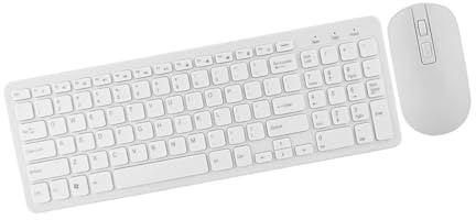 Xixian Combo Mouse Tastiera Wireless da 2,4 G, Alta sensibilità Senza Ritardo, Realizzato in Materiale ABS, Layout Semplice, Cuscinetto Non Slip (Bianco)