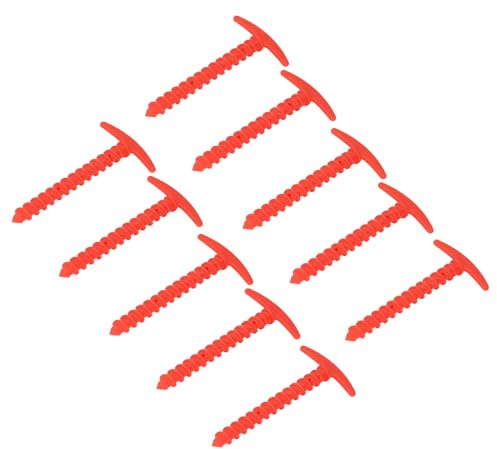 Xiuganpo Piquets de Tente 5,7 Pouces, Paquet de 10, Ancres de Sol en Spirale étanches en Forme de T pour Bâches, Auvent, Camping, Randonnée (Rouge)