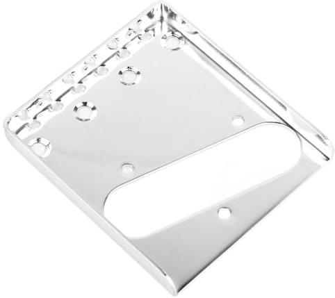 4 String Electric Guitar Bridge Plate | Intonation Adjustment & Decorative Metal Design | Fits Standard Guitars for Protection/Performance (GA393 Silver)