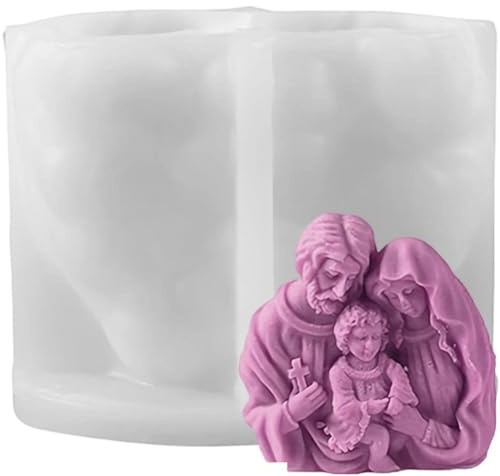 Ymxygz Moldes De Silicona para Velas De Familia De Jesús Moldes para Velas De Familia De Jesús Y Virgen Molde De Fundición De Resina De Jesús para Hacer Velas Suministros De Artesanía