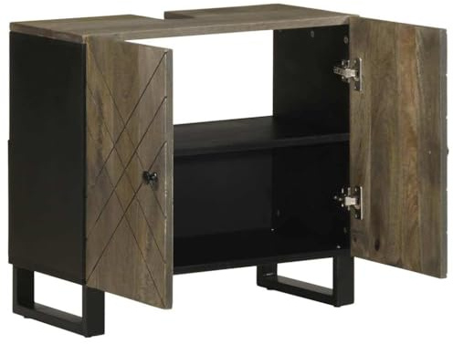 Generico Mobile Lavabo Nero 62x33x58 cm Legno Massello di Mango,Set di mobili per Bagno,4017703