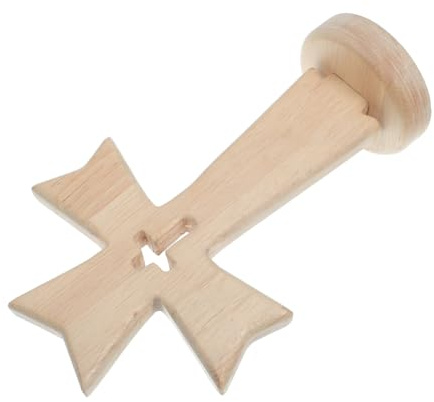 COHEALI Croce in Legno Intagliata a Mano Decorazione Vintage con Base Stabile per Pasqua e Natale, Oggetto Artigianale Naturale per Casa e Chiese