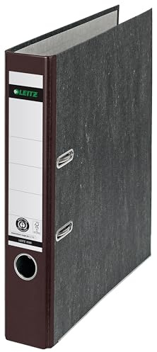 Leitz Kvalitetsmapp 180°, A4, klimatneutral, 100% återvunnen kartong, smal, 5,2 cm ryggbredd, moln marmorpapper, brun rygg, 10505056