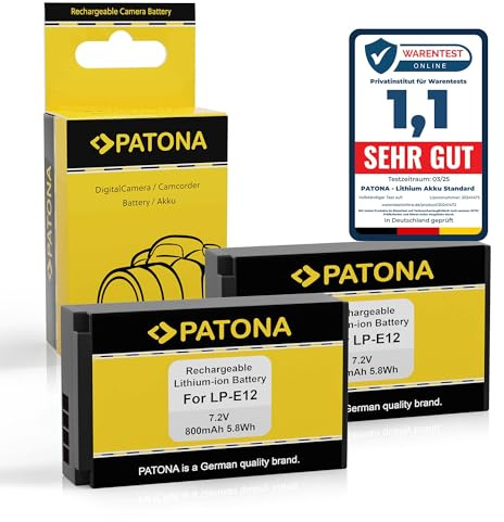 PATONA 2X Batería para Canon LP-E12 LPE12 800mAh 7.2V