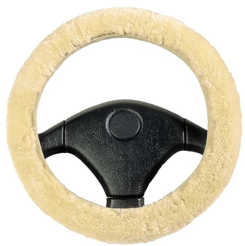 Walser lammskinn, rattmuff för bil, 100% lammskinn, rattskydd, rattskydd, päls, rattöverdrag, bil vintertillbehör, rattmuff vinter, rattvärmare beige 19543