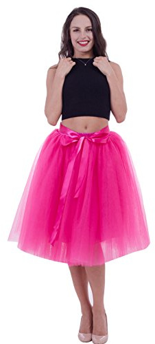 SCFL dam Tutu Rock Midi tyll kjolar 7 lager underkjol balett kjol med elastiskt bälte för bröllopsfester