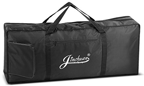 Flexzion Keyboard Tasche für 61 Tasten, wasserdichte Abdeckung mit Tragegriff, verstellbarer Schultergurt & Extratasche, gepolstert mit 2mm EPE-Schaum, Instrument-Zubehör, für Konzertreisen, schwarz