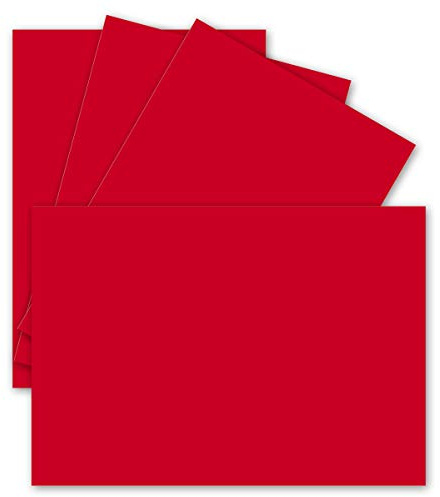 25 Einzel-Karten DIN A6-10,5 x 14,8 cm - 240 g/m² - Rot - Tonkarton - Bastelpapier - Bastelkarton- Bastel-karten - blanko Postkarten