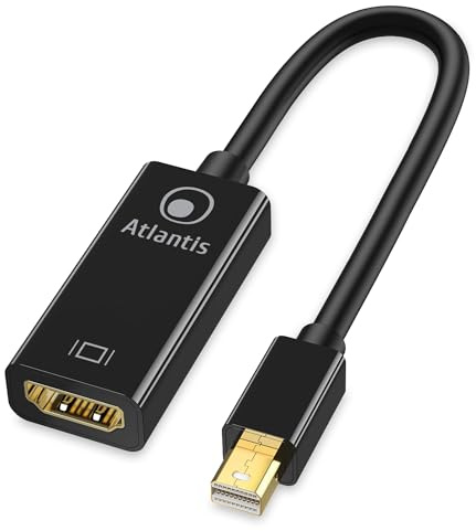 Atlantis Adaptateur Mini DisplayPort DP vers HDMI 4K, 1080p 60Hz | Mini DisplayPort mâle vers HDMI femelle pour PC, notebook et Mac, câble 18 cm, réf. A04-MINIDP_HDMI