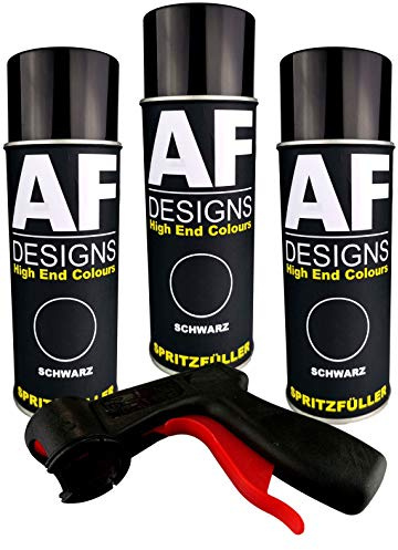 Alex Flittner Designs 3x Spritzfüller Spritzspachtel Spraydose schwarz | 1K Spritzspachtel/Spritzfüller mit ausgezeichneter Haftung und sehr hoher Füllkraft
