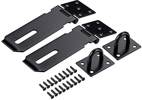 Maotrade 2 Stück 5 Zoll Vorhängeschloss Haspe Schwarz Sicherheits Überfalle Türriegel Edelstahl mit Schrauben für Gartentor Kellertür Schrank Kiste Schubladen