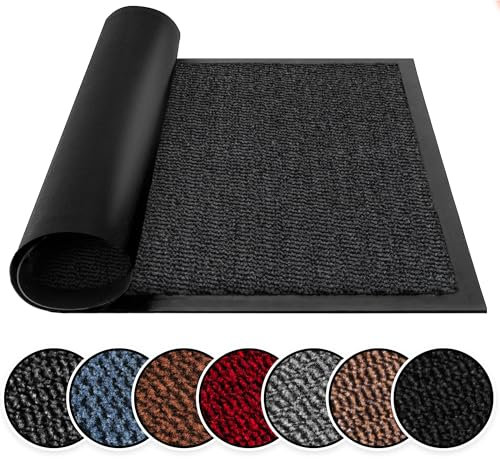 BLADO Washable Door Mats Indoor & Outdoor - Non-Slippery Heavy Duty - Stylish & Large Rubber - Perfect Dust Grabbing Doormats (Anthracite, 50cm x 80cm)