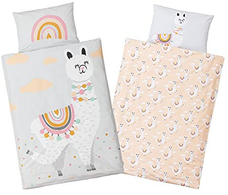 PEKENITO® Premium Collection: Baby Bettwäsche - Kinderbettwäsche 100 x 135 cm + Kissenbezug 40 x 60 cm – aus 100% Baumwolle im süßen Lama Design