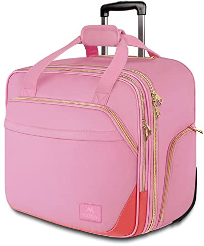 MATEIN Aktenkoffer mit Rollen Damen, Business Laptop Trolley Pilotenkoffer 17 Zonll Laptop Case, Leicht Aktentrolley Laptoptasche mit Rädern HandgepäCk Rollerkoffer für Reisen,Frauen, Rosa