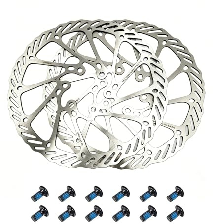Ncheli Bremsscheiben 160mm, 2 Stück, 6 Loch Edelstahl | Feste Scheibenbremse, Mit 12 Schrauben, Kompatibel mit Shimano Tektro Magura, Für MTB E-Bike Rennrad Front & Rear