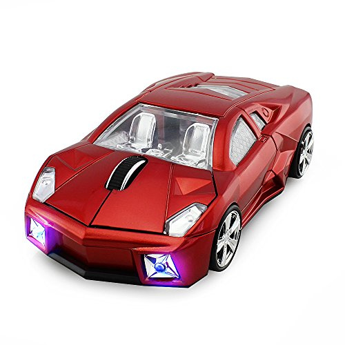 Aikchi Souris Optique 3D sans Fil en Forme de Voiture de Sport, Souris Ergonomique pour Ordinateur Portable LBJN (Rouge)